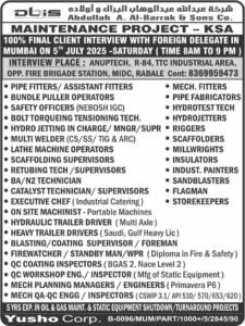 Vacancy in Saudi Arabia Company